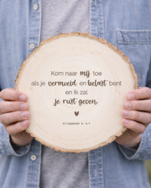 Tekst op hout | boomschijf eigen tekst