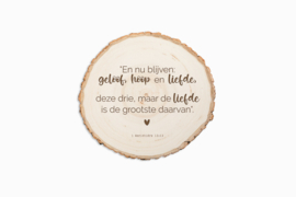 Tekst op hout | boomschijf eigen tekst