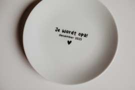 Gebaksbordje van porselein met tekst