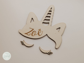Houten naambordje voor kinderkamer | unicorn