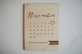 Houten kaart | zwangerschapsaankondiging kalender