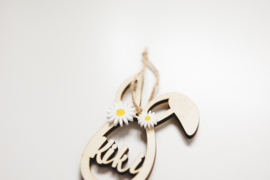 Houten paashanger | paashaas met bloemen
