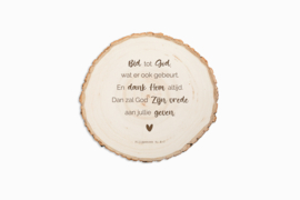 Tekst op hout | boomschijf eigen tekst