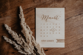 Houten kaart | zwangerschapsaankondiging kalender