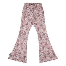 Flared pants - big flower dusty pink