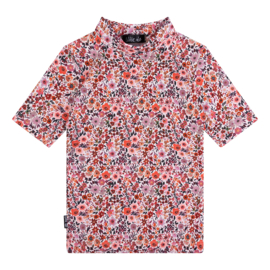 Col top - flower pink / short sleeves