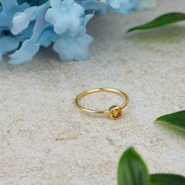 Geboortesteen Ring Citrien November – 925 Zilver Verguld (Maat 17)