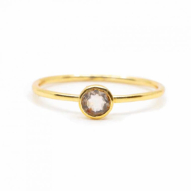 Geboortesteen Ring Rozenkwarts Oktober – 925 Zilver Verguld (Maat 17)