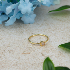 Geboortesteen Ring Maansteen Juni – 925 Zilver Verguld (Maat 17)