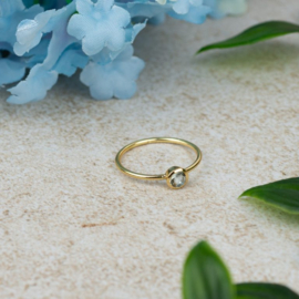 Geboortesteen Ring Aquamarijn Maart – 925 Zilver Verguld (Maat 17)