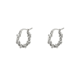 Oorbellen Hoops Twisted Pearls - Zilver