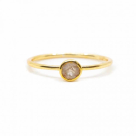 Geboortesteen Ring Maansteen Juni – 925 Zilver Verguld (Maat 17)