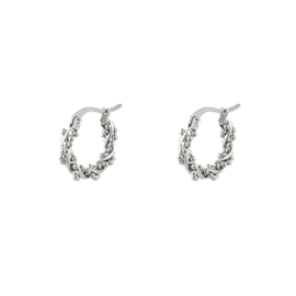 Oorbellen Hoops Twisted Pearls - Zilver