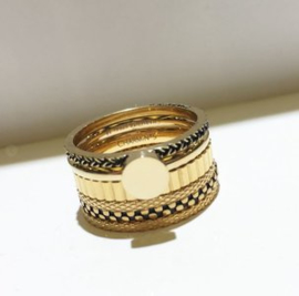 Ring Fashion Seal Medium Gold Steel