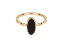 Ring Gold Oval Black Stone