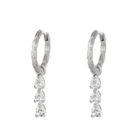 Oorbellen Diamonds in a Row - Zilver