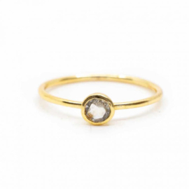 Geboortesteen Ring Bergkristal April – 925 Zilver Verguld (Maat 17)