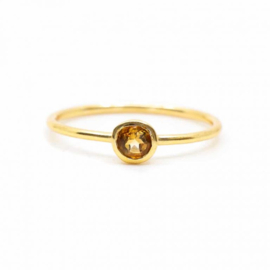 Geboortesteen Ring Citrien November – 925 Zilver Verguld (Maat 17)