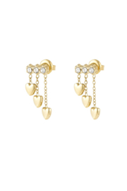 Oorbellen met hartjes ketting - Goud kleur