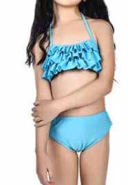 Bikini "ruches" licht Blauw