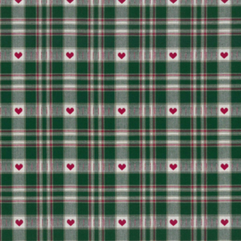 Webstoff Trondheim Ruit groen met hart W40161100