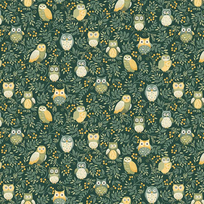 Hello Autumn Twilight Owls Green 099-G