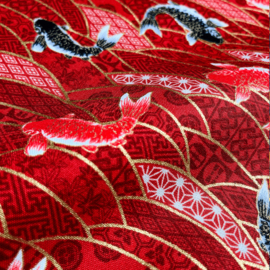Japanse stof Karpers-rood NAKA-1750-82A