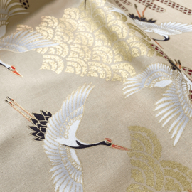 Japanse stof Kraanvogels-creme NAKA-1750-73D