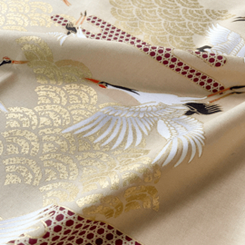 Japanse stof Kraanvogels-creme NAKA-1750-73D