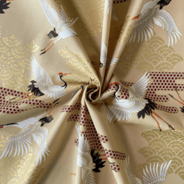 Japanse stof Kraanvogels-creme NAKA-1750-73D