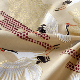 Japanse stof Kraanvogels-creme NAKA-1750-73D