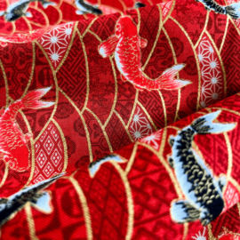 Japanse stof Karpers-rood NAKA-1750-82A