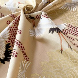 Japanse stof Kraanvogels-creme NAKA-1750-73D