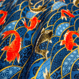 Japanse stof Karpers-blauw NAKA-1750-82C