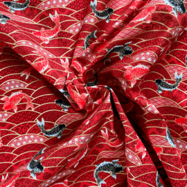 Japanse stof Karpers-rood NAKA-1750-82A