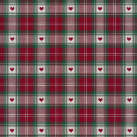 Webstoff Trondheim Ruit rood met hart W40260100