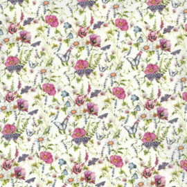 Digital Druckstoff Florenz grün, rot, gelb, beige, rosa 010502132