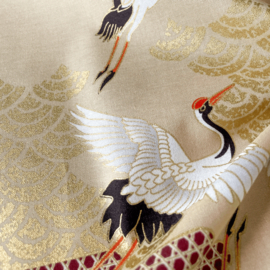 Japanse stof Kraanvogels-creme NAKA-1750-73D