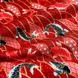 Japanse stof Karpers-rood NAKA-1750-82A