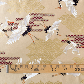 Japanse stof Kraanvogels-creme NAKA-1750-73D