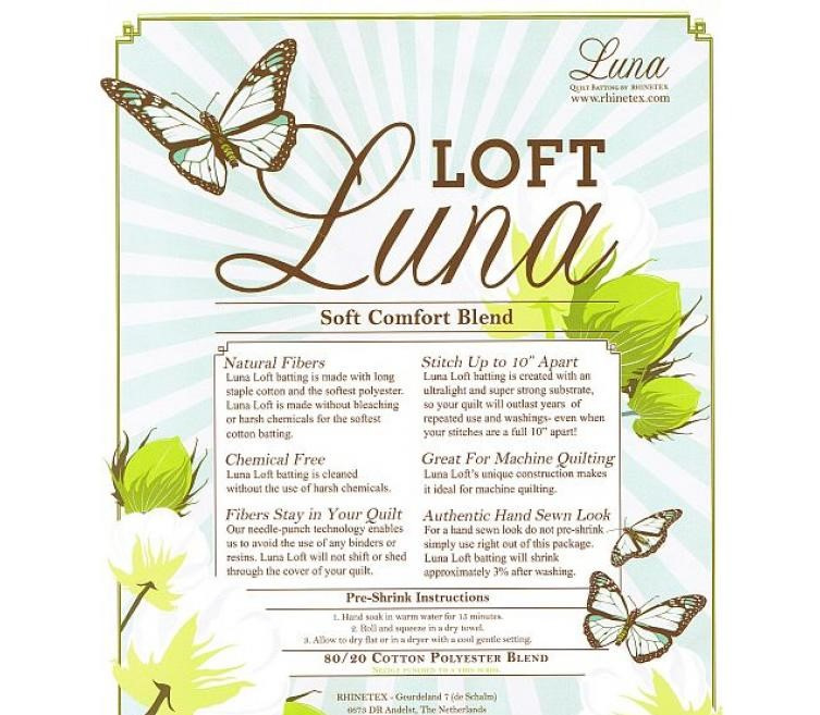 Loft Luna Soft & Comfort batting/vulling van de rol 80% katoen 20% polyester 250cm breed//96'"