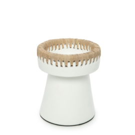 Witte vaas met raffia accent - Medium