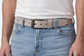 Ecru Leren Herenriem 4 cm met Slangenprint