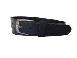 Leren Riem Wit rond gestikt 3,5 cm Breed - Dames Riem - Heren Riem - 100% echt leer