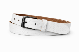 Leren Dames Riem Wit - 3 cm - Slangenprint - Echt Leer