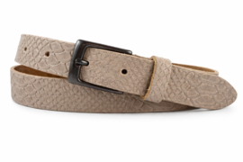 Leren Dames Riem Ecru - 3 cm - Slangenprint - Echt Leer