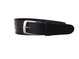 Leren Riem Blauw rond gestikt 3,5 cm Breed - Dames Riem - Heren Riem - 100% echt leer