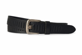 Witte leren heren riem met gleufjes 3 cm breed