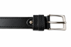 Zwarte leren heren riem 3 cm – stijlvolle broekriem met stiksel