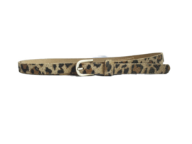 Leren Riem Panter Print  Dark off suède - 1,5 cm smal - 100% echt leer